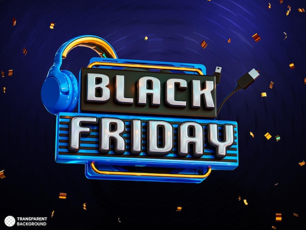 Free PSD black friday sale banner 3d render illustration