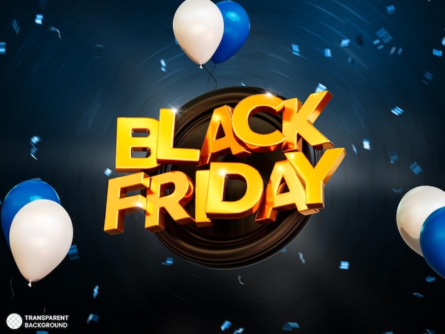 Бесплатный PSD Черная пятница распродажа баннер 3d визуализация иллюстрации