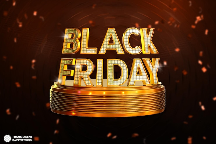 Free PSD black friday sale banner 3d render illustration