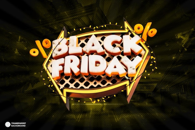 PSD gratuito illustrazione del rendering 3d del banner di vendita del black friday