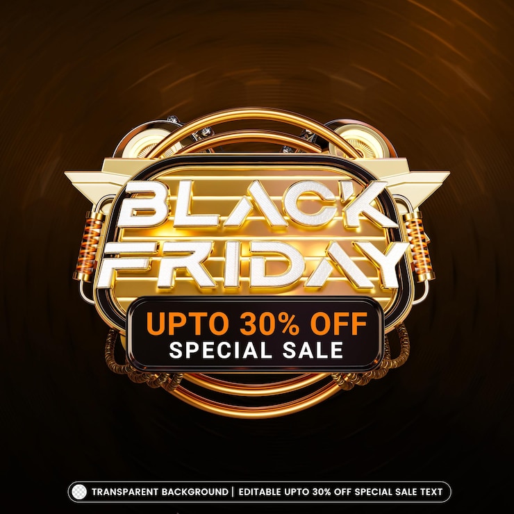 मुफ़्त PSD black friday sale banner with editable offer text