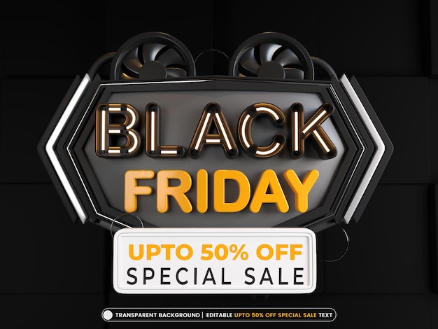 Banner di vendita del black friday con effetto di testo modificabile