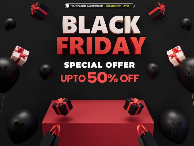 Free PSD black friday sale banner with editable text effect