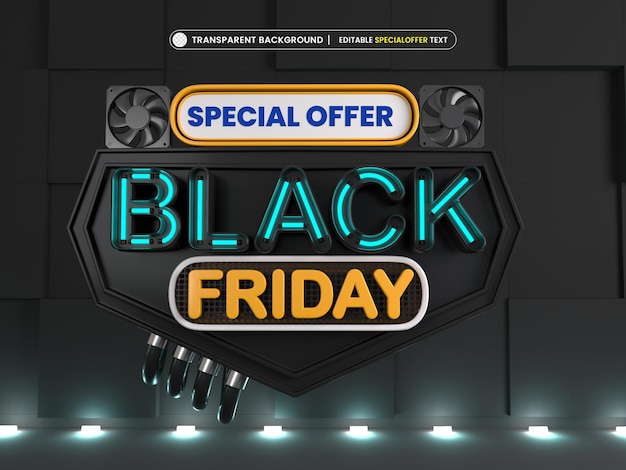 Free PSD black friday sale banner with editable text effect