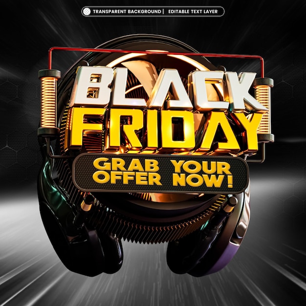 Free PSD black friday sale banner with editable text effect