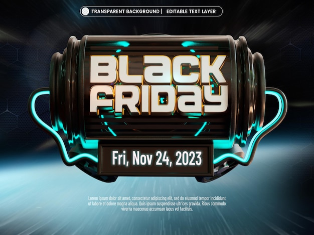 Free PSD black friday sale banner with editable text effect