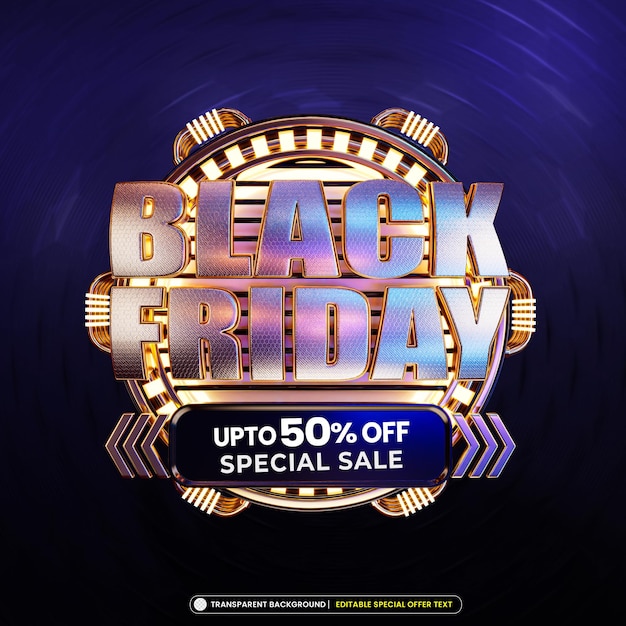 Free PSD black friday sale banner with editable text