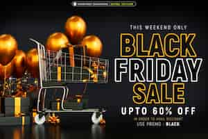 Free PSD black friday sale banner with editable text