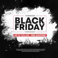 Free PSD black friday sale banner with white brush stroke abstract