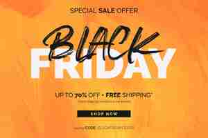 Free PSD black friday sale banner in yellow acrylic painted background