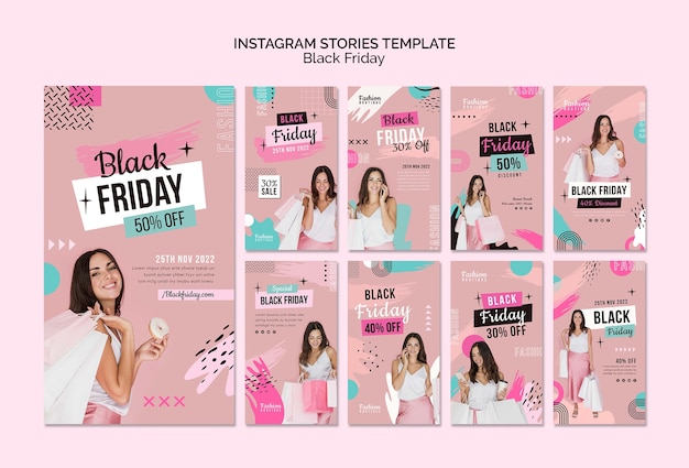 無料PSD ブラックフライデーセールinstagramストーリーコレクション