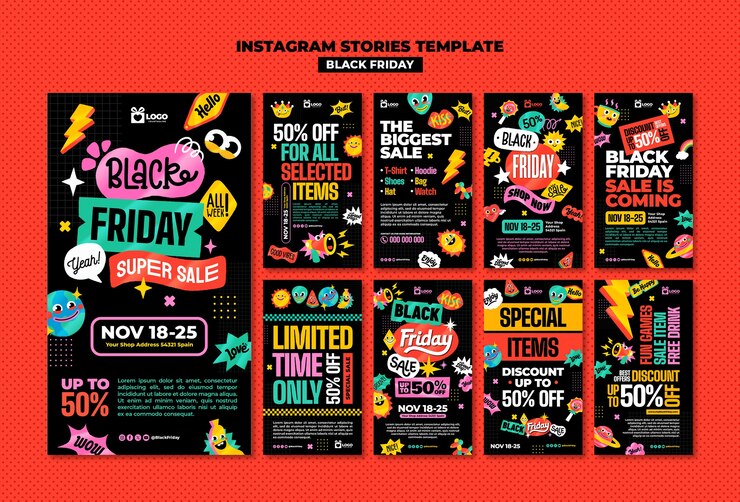 無料PSD ブラックフライデーセールのインスタグラムストーリー