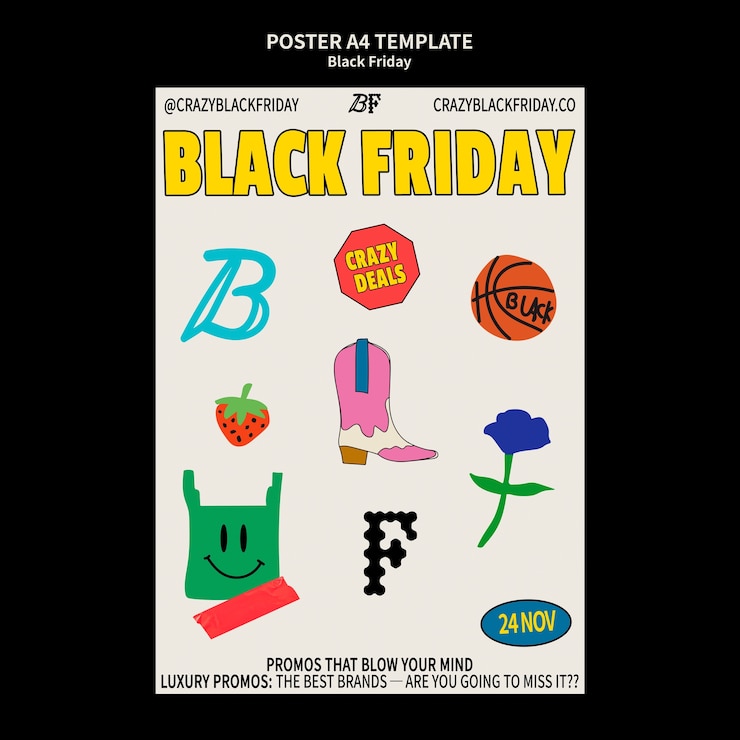 無料PSD ブラックフライデーセールポスターテンプレート