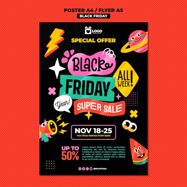 Modello di poster di vendita del black friday