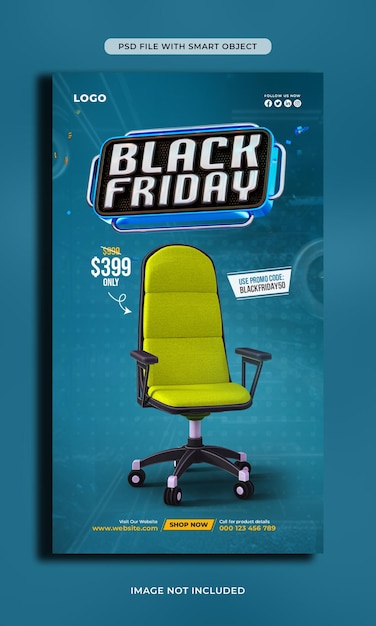 Черная пятница распродажа в социальных сетях instagram story design template