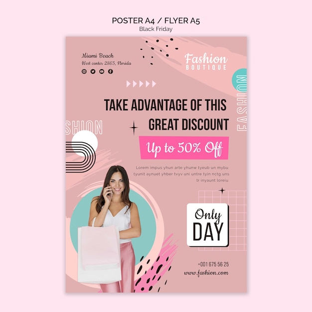 Free PSD black friday sale vertical poster template