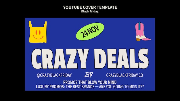 PSD gratuito modello di copertina di youtube per i saldi del black friday