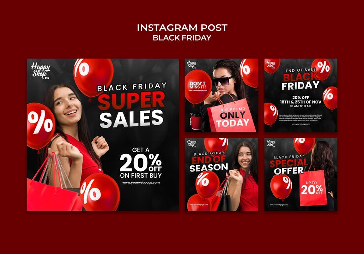 Free PSD black friday sales instagram posts collection