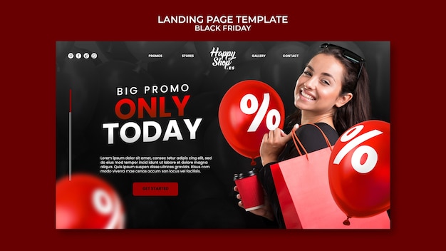 Free PSD black friday sales landing page template