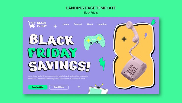 Free PSD black friday sales landing page template