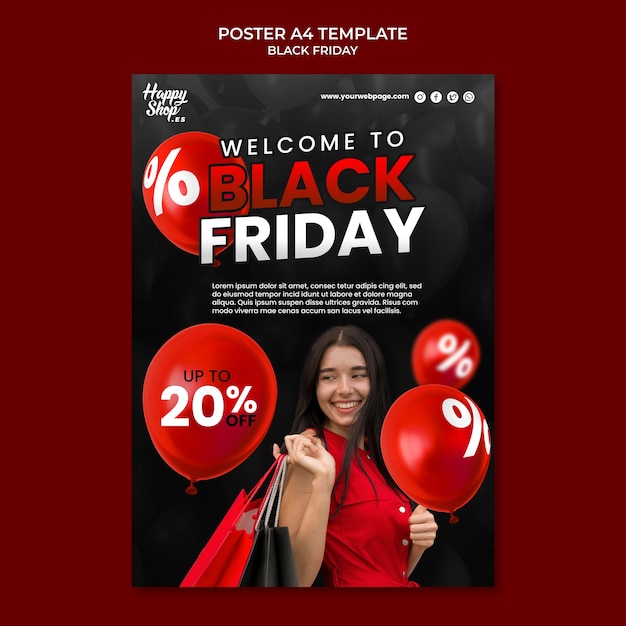Free PSD black friday sales vertical poster template
