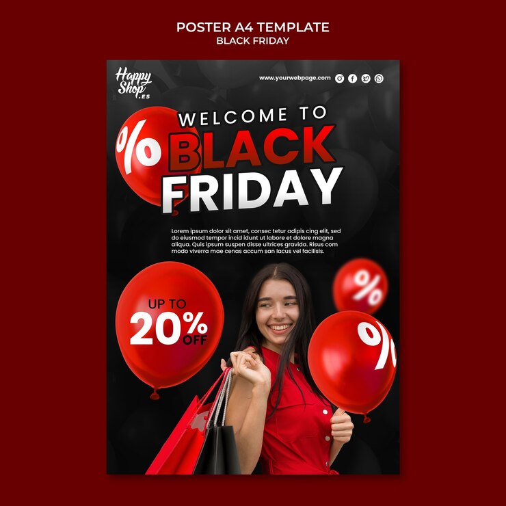 Free PSD black friday sales vertical poster template