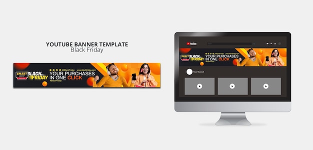 Black Friday Sales YouTube Banner Template – Free PSD Download