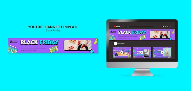 무료 PSD 블랙 프라이데이 판매 유튜브 배너 템플릿