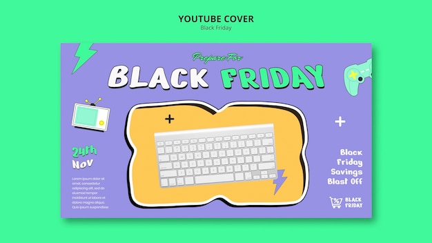 Modello di copertina di youtube per le vendite del venerdì nero