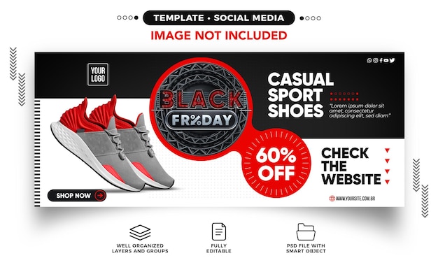 Black friday shoes promotion instagram banner template