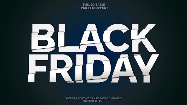 PSD gratuito effetto di testo a fette del black friday