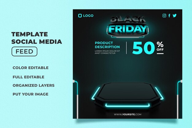 Black friday social media banner template promotion psd post