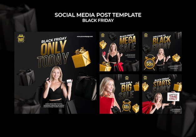 Free PSD black friday social media posts collection