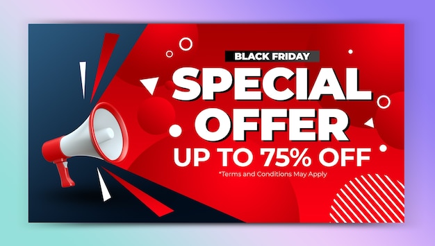 Black friday special offer promotion web banner design template