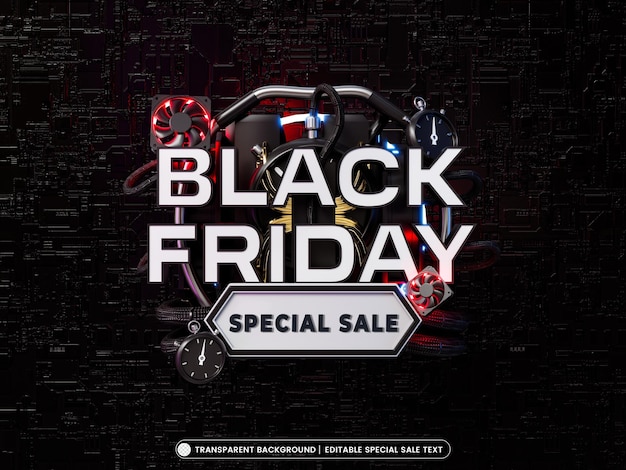 Black friday special sale banner 3d render illustration