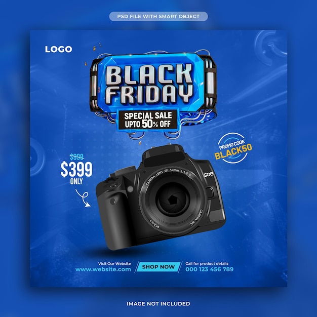 PSD gratuito modello di post sui social media per la vendita speciale del black friday