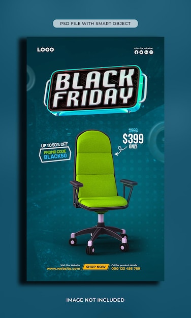 Free PSD black friday special sale social media story design template