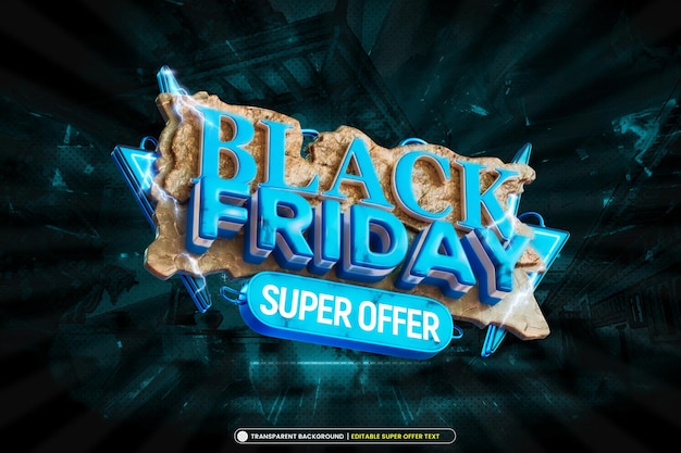 PSD gratuito banner di super offerta del black friday con testo modificabile