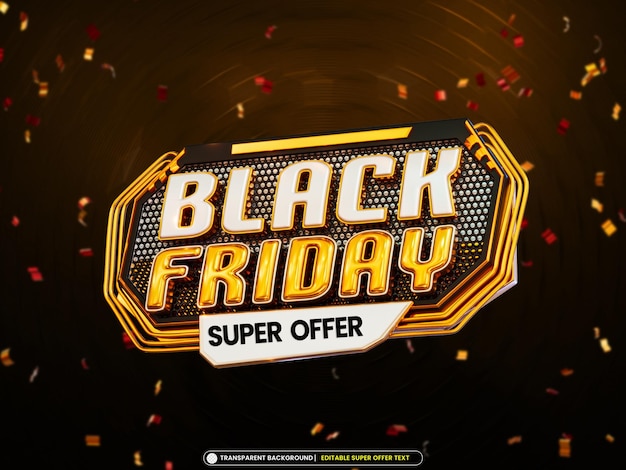 Free PSD black friday super offer sale banner with editable text