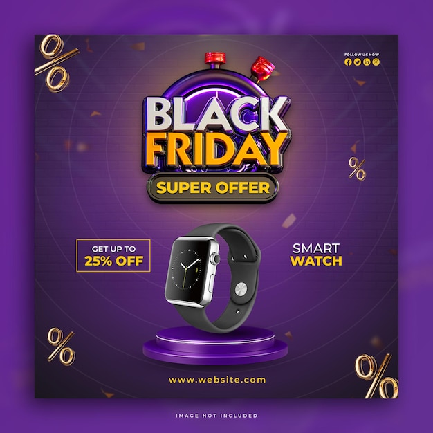 Free PSD black friday super offer social media post template