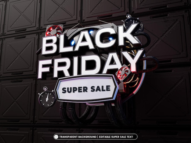 Free PSD black friday super sale banner 3d render illustration