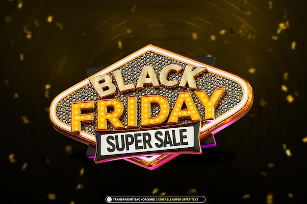 PSD gratuito banner di super vendita del black friday con testo modificabile