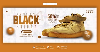 Black friday super sale facebook cover template