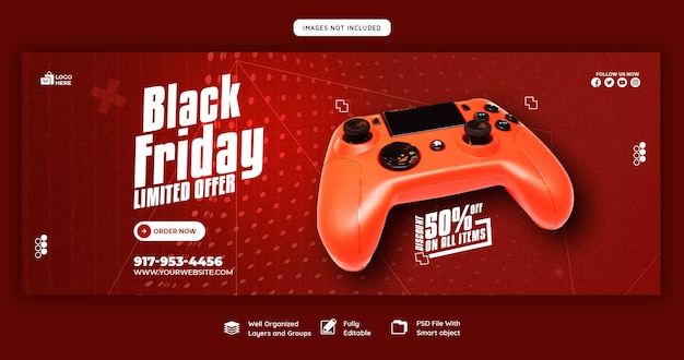 PSD gratuito modello di copertina di facebook super vendita del black friday