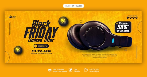 Free PSD black friday super sale facebook cover template