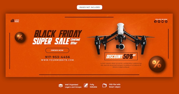 PSD gratuito modello di copertina di facebook super vendita del black friday