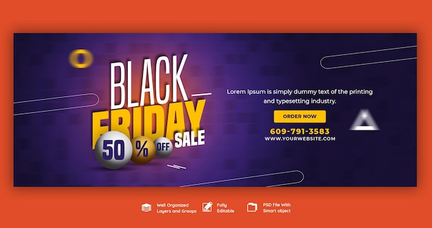 PSD gratuito modello di copertina di facebook super vendita del black friday