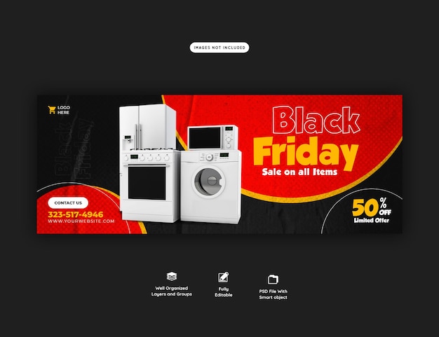 PSD gratuito modello di copertina di facebook super vendita del black friday