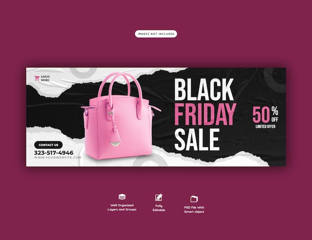 PSD gratuito modello di copertina di facebook super vendita del black friday