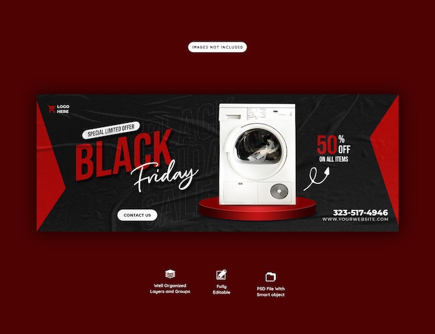 PSD gratuito modello di copertina di facebook super vendita del black friday